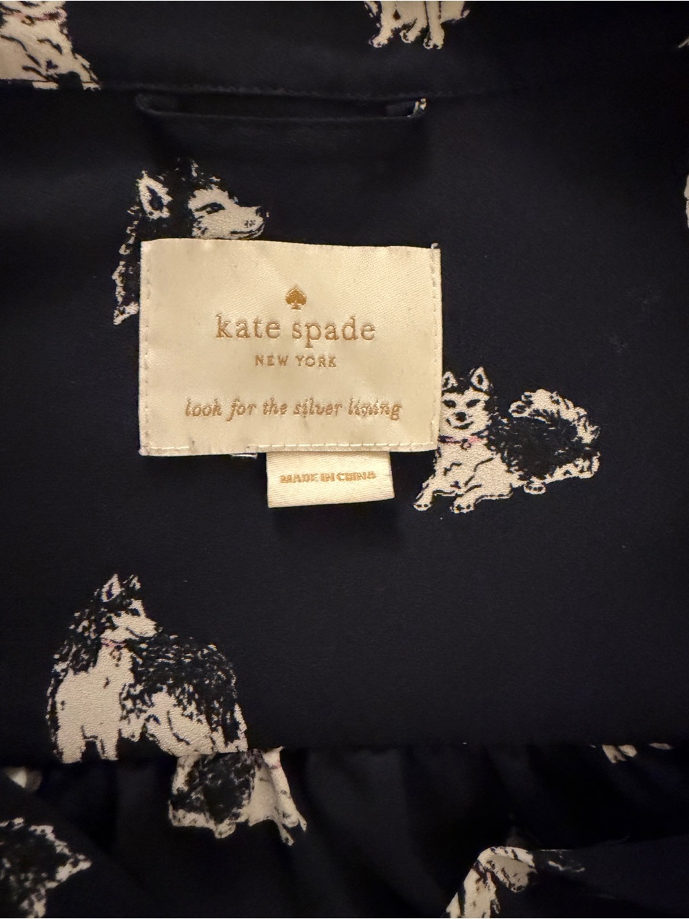 Kate Spade New York Husky Dog Print Button Front Dress Navy Women’s M - Picture 2 of 6